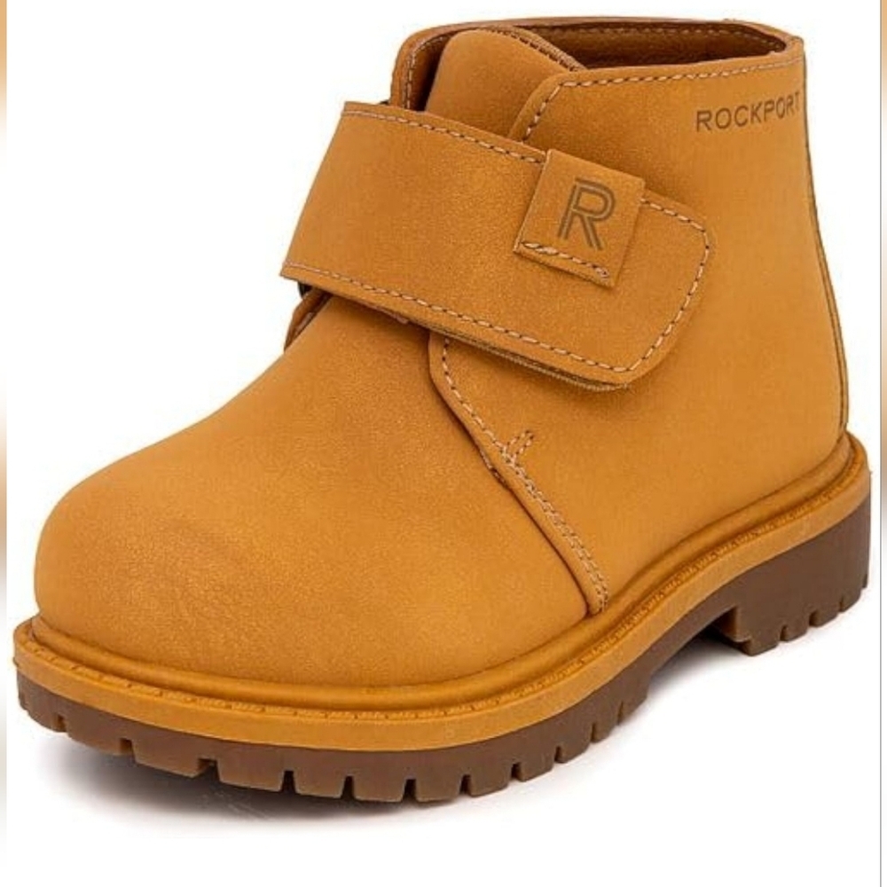 Kids Tan Leather Ankle Boots-Casual Strap Closure.Th were only used for one day